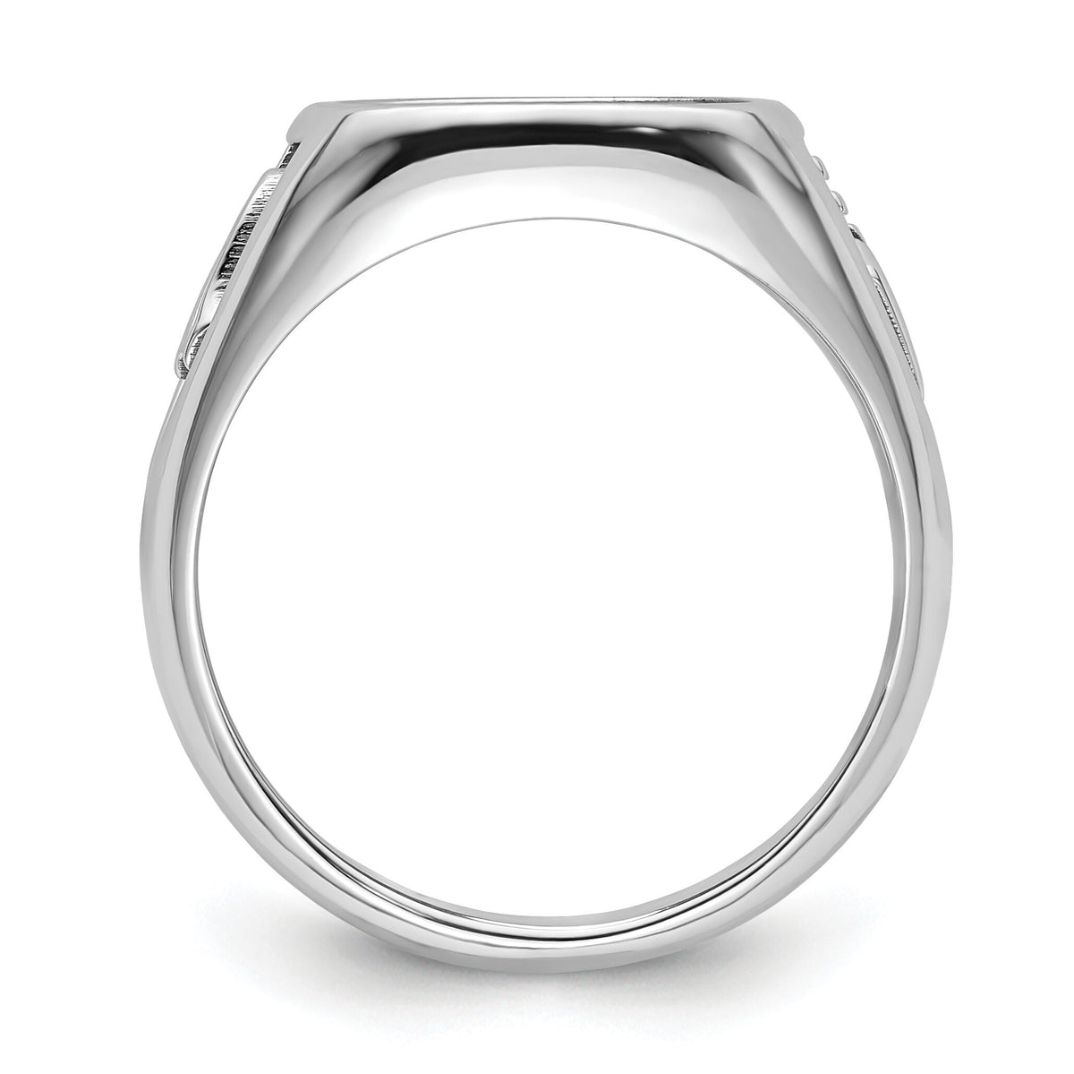 10k White Gold Men's Polished and Textured Masonic Ring Mounting-10Y4085