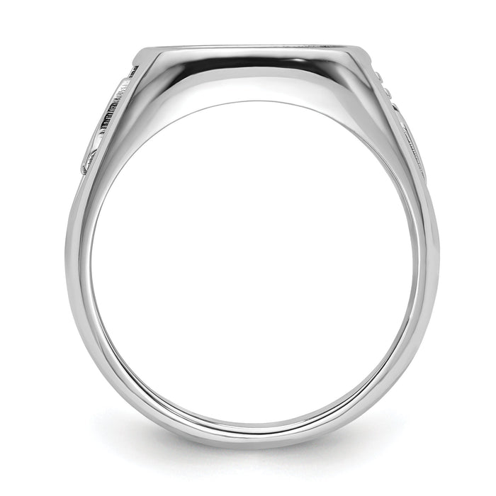 10k White Gold Men's Polished and Textured Masonic Ring Mounting-10Y4085