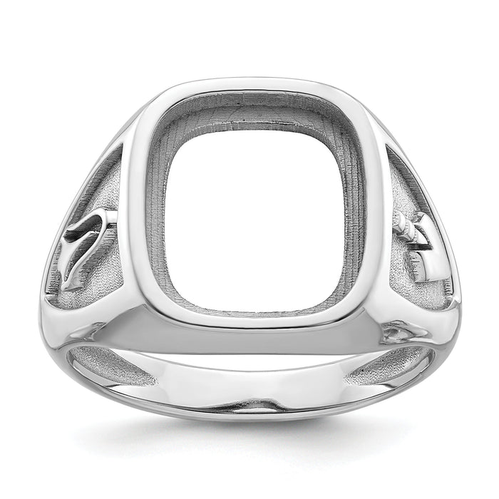 10k White Gold Men's Polished and Textured Masonic Ring Mounting-10Y4085