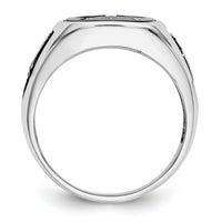 10kw & Gold-plated Men's Textured w/ Black Enamel & Onyx Masonic Ring-10Y4085M