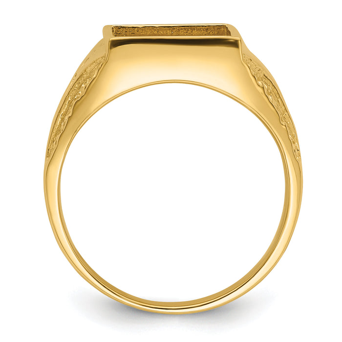10k Men's Polished and Textured Masonic Ring Mounting-10Y4094