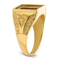 10k Men's Polished and Textured Masonic Ring Mounting-10Y4094