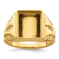 10k Men's Polished and Textured Masonic Ring Mounting-10Y4094