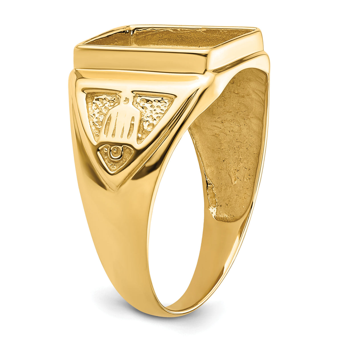 10k Men's Polished and Textured Masonic Ring Mounting-10Y4098