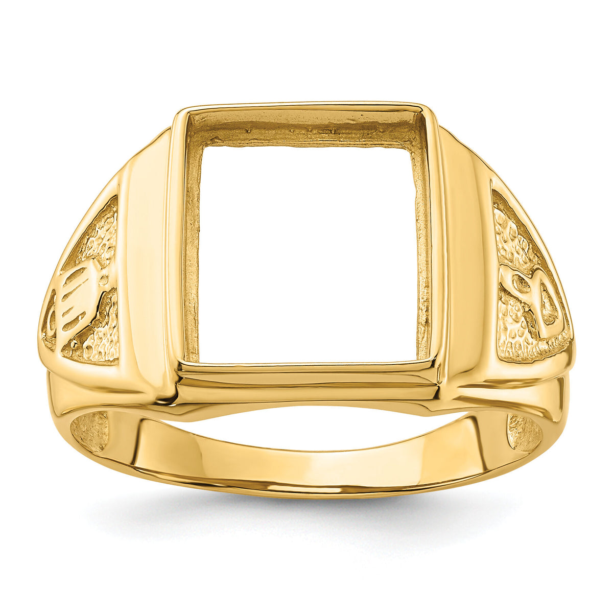10k Men's Polished and Textured Masonic Ring Mounting-10Y4098