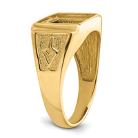 10k Men's Polished and Textured Masonic Ring Mounting-10Y4108