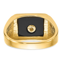 10k Men's Polished & Textured w/ Black Enamel & Onyx Masonic Ring-10Y4108M