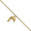 10k Dolphin Charm 9in with 1in Extension Anklet-10ANK231-10