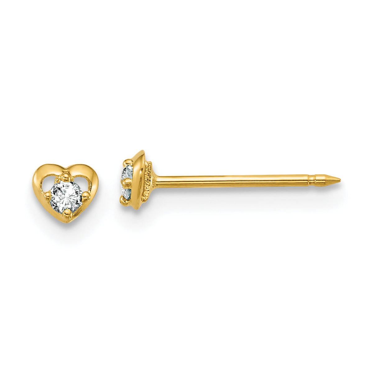 Inverness 14k Polished Heart With .03ct Diamond Earrings-1132E