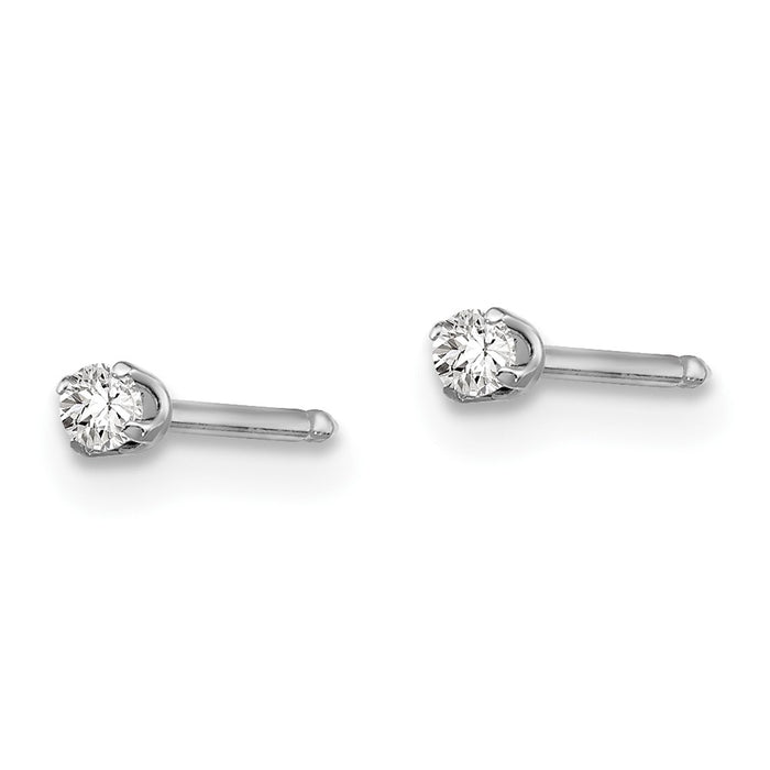 Inverness 14k White Gold 2mm CZ Post Earrings-128E