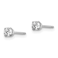 Inverness 14k White Gold 3mm CZ Stud Short Post Earrings-129E-SP