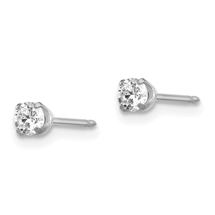 Inverness 14k White Gold 3mm CZ Stud Short Post Earrings-129E-SP