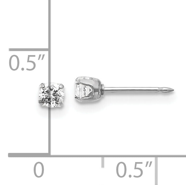 Inverness 14k White Gold 3mm CZ Stud Short Post Earrings-129E-SP