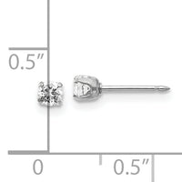 Inverness 14k White Gold 3mm CZ Stud Short Post Earrings-129E-SP