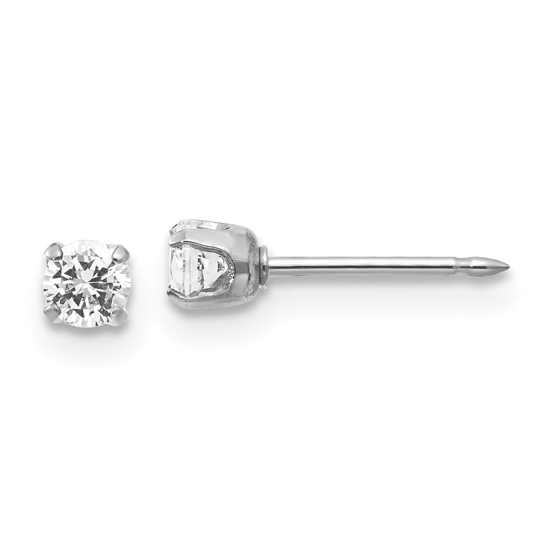 Inverness 14k White Gold 3mm CZ Stud Short Post Earrings-129E-SP