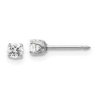 Inverness 14k White Gold 3mm CZ Stud Short Post Earrings-129E-SP