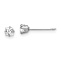 Inverness 14k White Gold 3mm Square CZ Post Earrings-130E