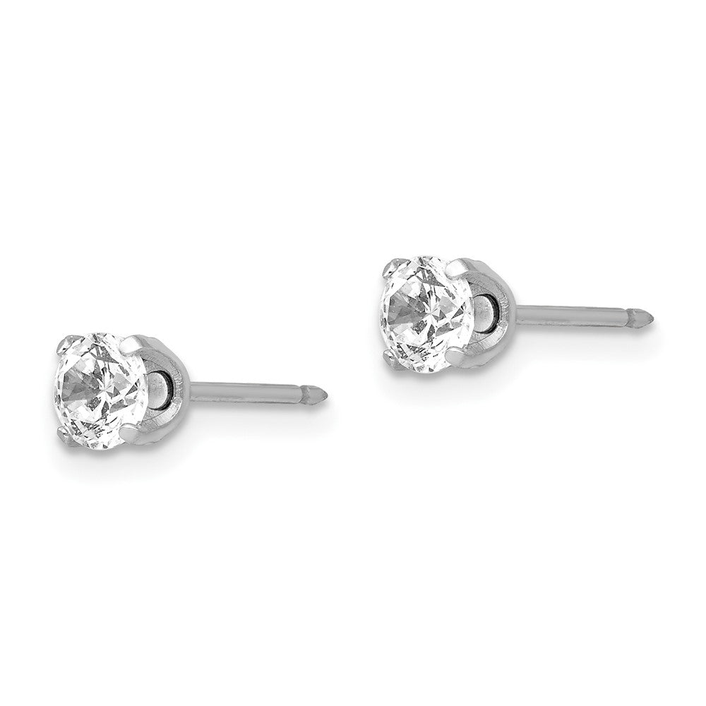 Inverness 14k White Gold 4.25mm CZ Post Earrings-138E