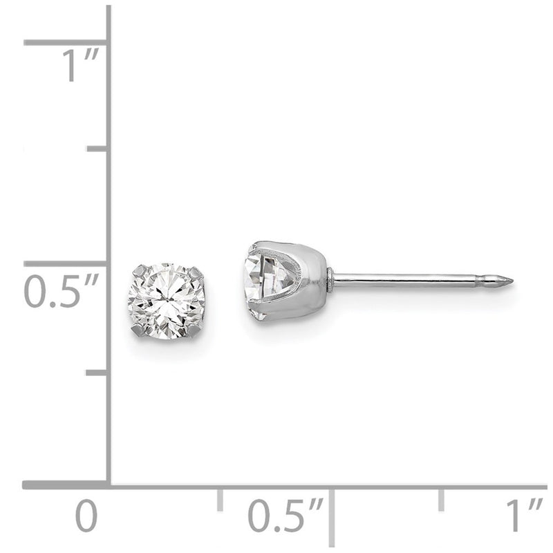 Inverness 14k White Gold 4.25mm CZ Post Earrings-138E