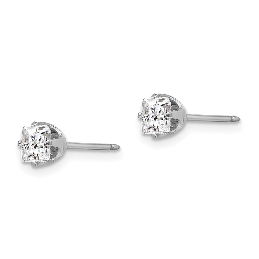 Inverness 14k White Gold 5mm Sq CZ Post Earrings-139E