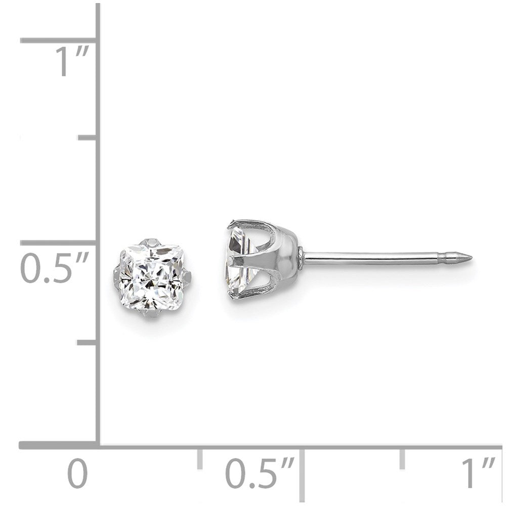 Inverness 14k White Gold 5mm Sq CZ Post Earrings-139E