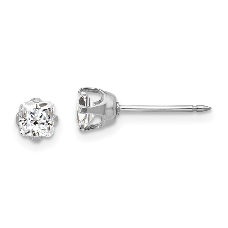 Inverness 14k White Gold 5mm Sq CZ Post Earrings-139E