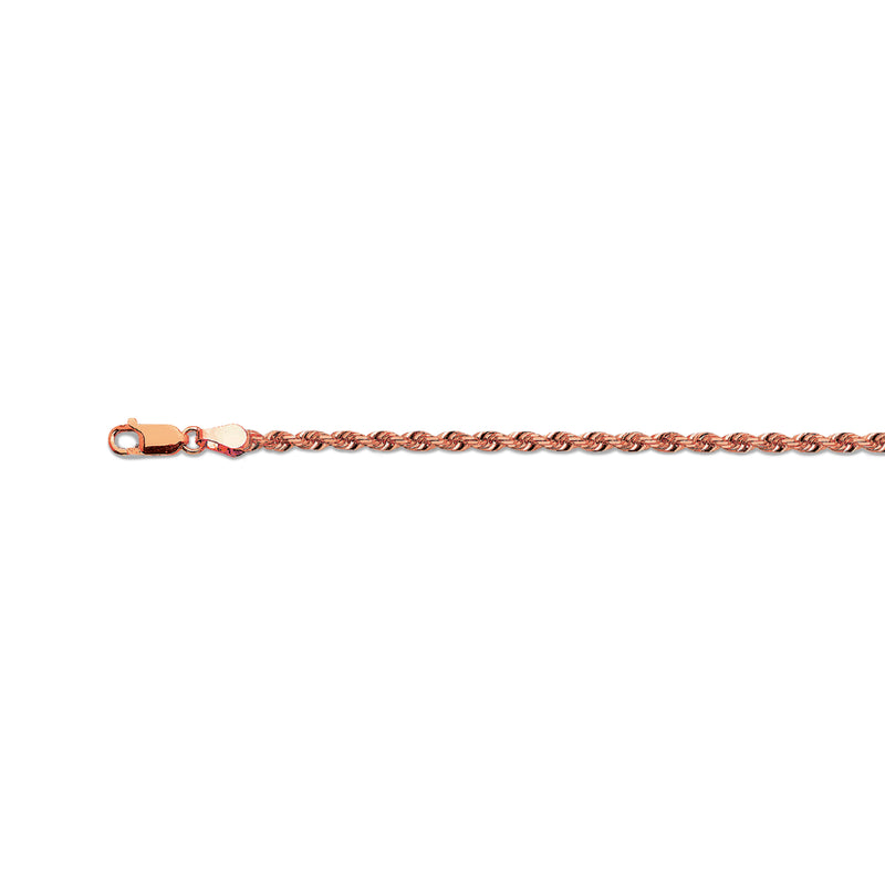 10K 3.5MM ROSE GOLD SOLID DC ROPE 20" CHAIN NECKLACE (AVAILABLE IN LENGTHS 7" - 30")