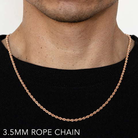 14K SOLID ROSE GOLD ROPE CHAIN