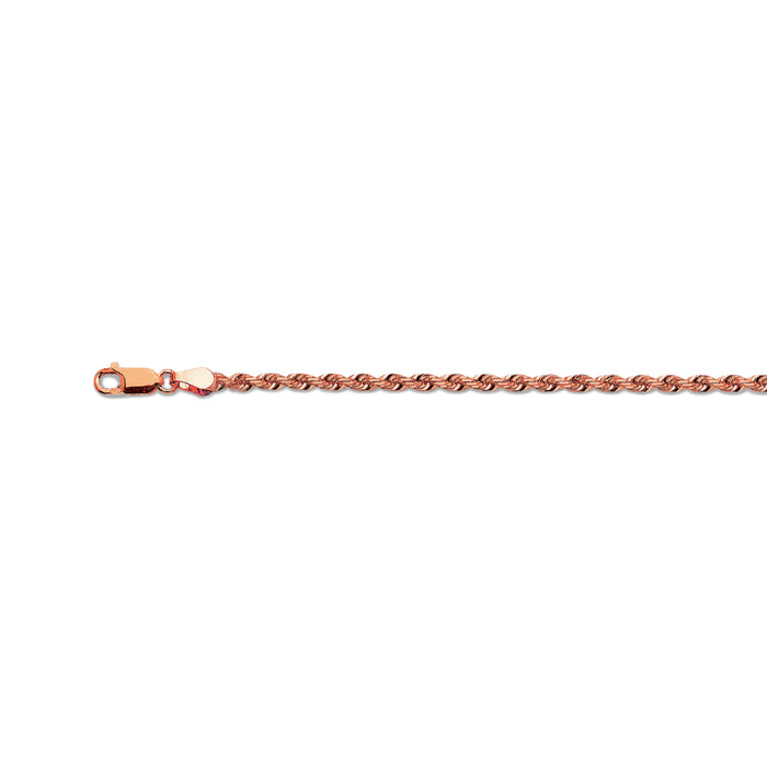 14K 3.5MM ROSE GOLD SOLID DC ROPE 18" CHAIN NECKLACE (AVAILABLE IN LENGTHS 7" - 30")