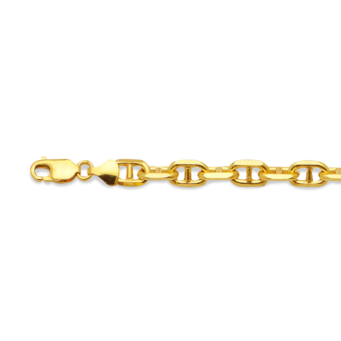 14K 4.5MM YELLOW GOLD SOLID 3D MARINER 16" CHAIN NECKLACE (AVAILABLE IN LENGTHS 16" - 30")