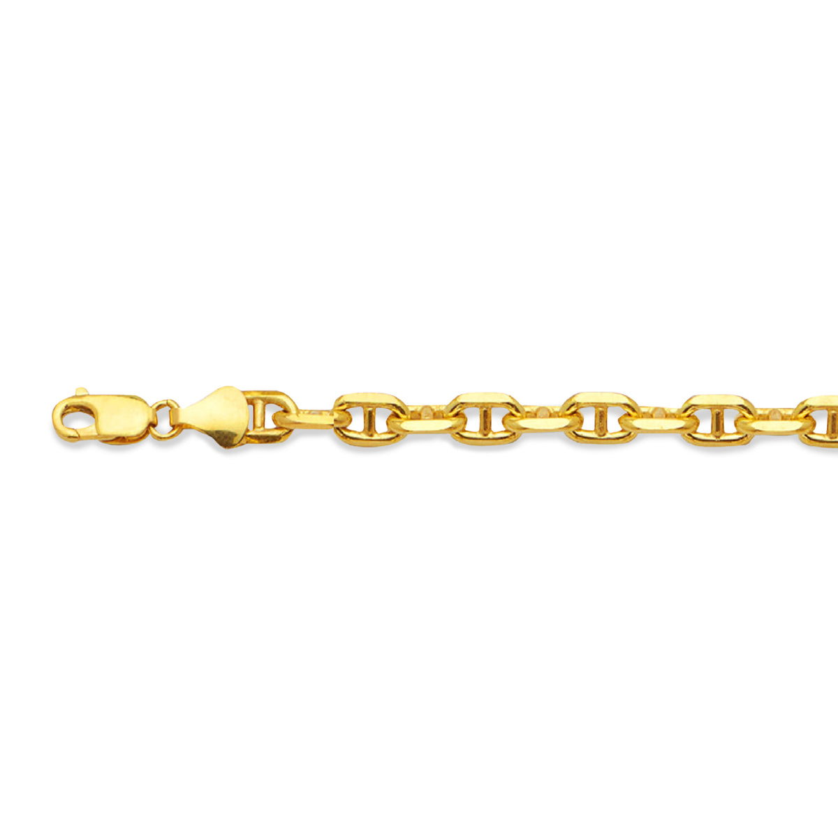 14K 3.5MM YELLOW GOLD SOLID 3D MARINER 16" CHAIN NECKLACE (AVAILABLE IN LENGTHS 16" - 30")