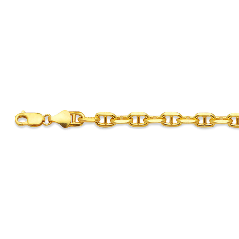 14K 3.5MM YELLOW GOLD SOLID 3D MARINER 22" CHAIN NECKLACE (AVAILABLE IN LENGTHS 16" - 30")