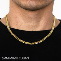 14K 6MM YELLOW GOLD HOLLOW MIAMI CUBAN 30" CHAIN NECKLACE (AVAILABLE IN LENGTHS 7" - 30")