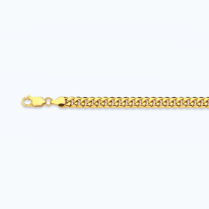 14K 3.75MM YELLOW GOLD HOLLOW MIAMI CUBAN 7.5" CHAIN BRACELET (AVAILABLE IN LENGTHS 7" - 30")