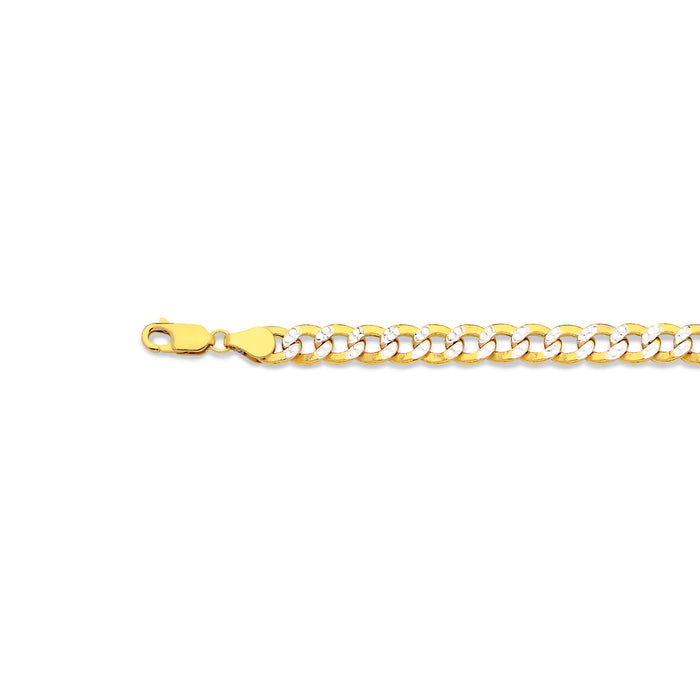 14K 6.5MM YELLOW GOLD HOLLOW PAVE CURB 20" CHAIN NECKLACE (AVAILABLE IN LENGTHS 7" - 30")