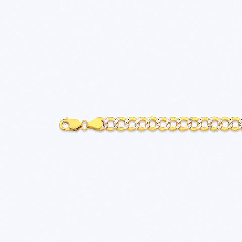 14KT YELLOW GOLD HOLLOW PAVE CURB FIGARO CHAIN