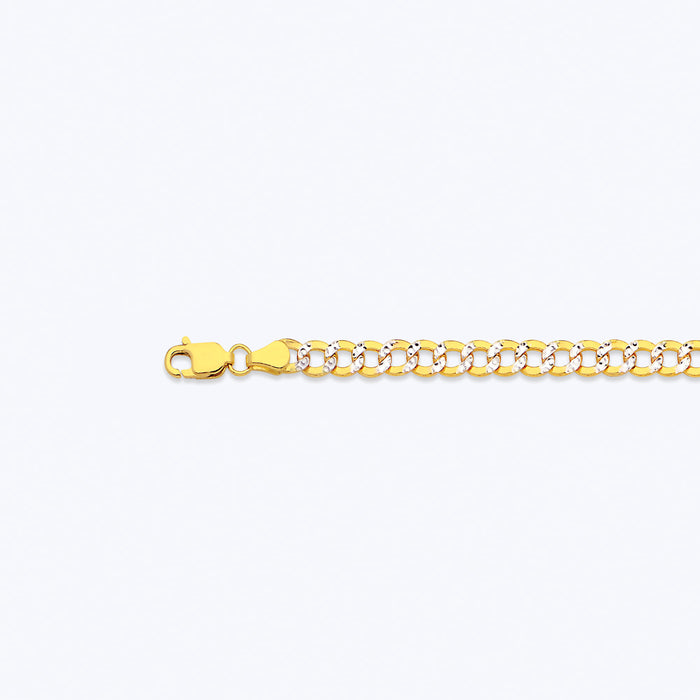 14K 4.5MM YELLOW GOLD HOLLOW PAVE CURB 28" CHAIN NECKLACE (AVAILABLE IN LENGTHS 7" - 30")