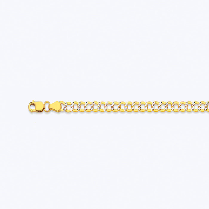 10K 3.5MM YELLOW GOLD HOLLOW PAVE CURB 28" CHAIN NECKLACE (AVAILABLE IN LENGTHS 7" - 30")