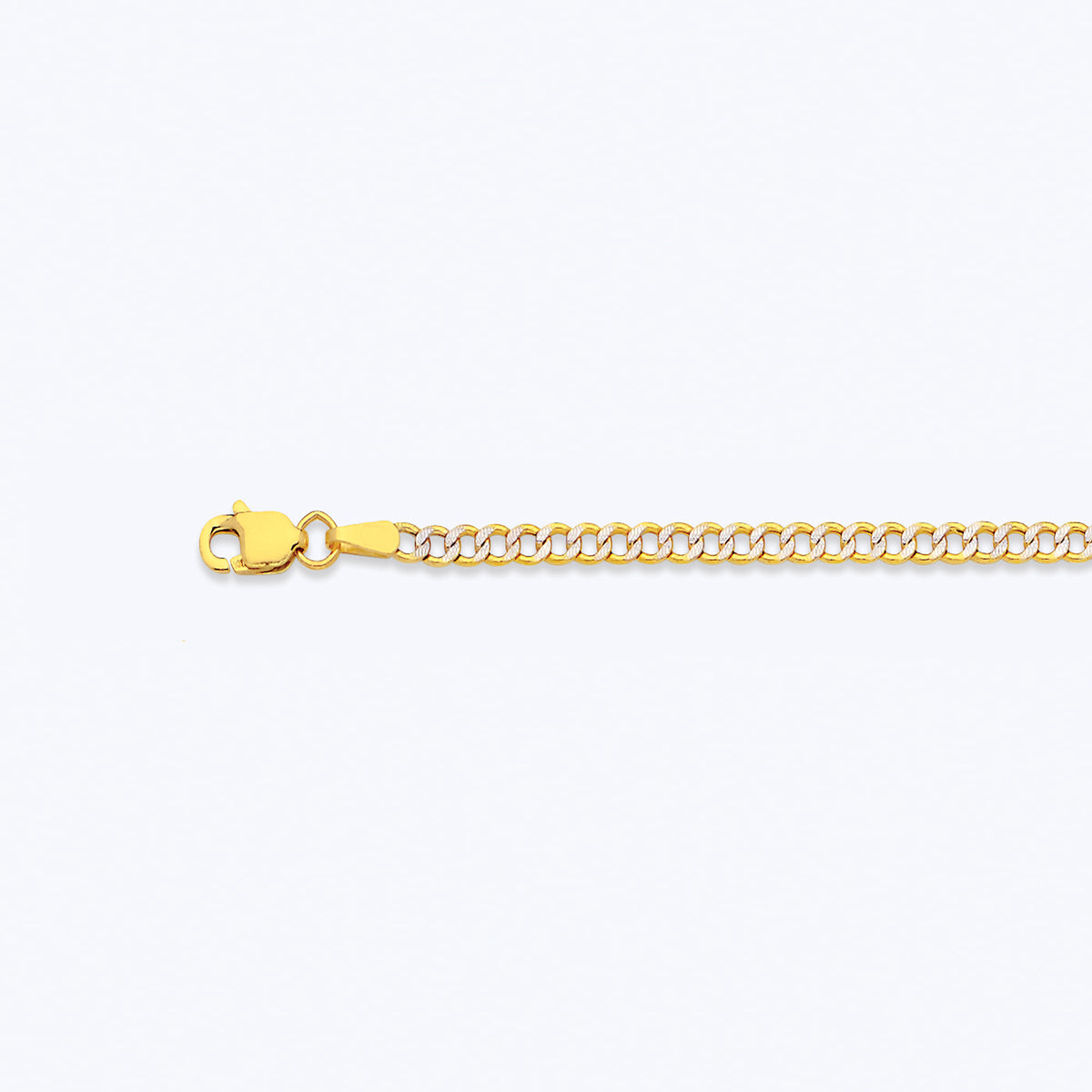 14K 2.5MM YELLOW GOLD HOLLOW PAVE CURB 16" CHAIN NECKLACE (AVAILABLE IN LENGTHS 7" - 30")