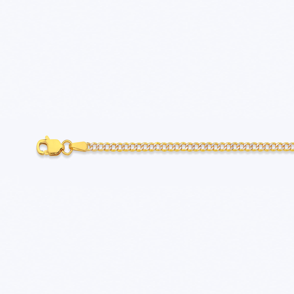 10K 2MM YELLOW GOLD HOLLOW PAVE CURB 22" CHAIN NECKLACE (AVAILABLE IN LENGTHS 7" - 30")