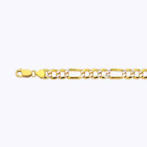 14K YELLOW GOLD HOLLOW PAVE FIGARO CHAIN