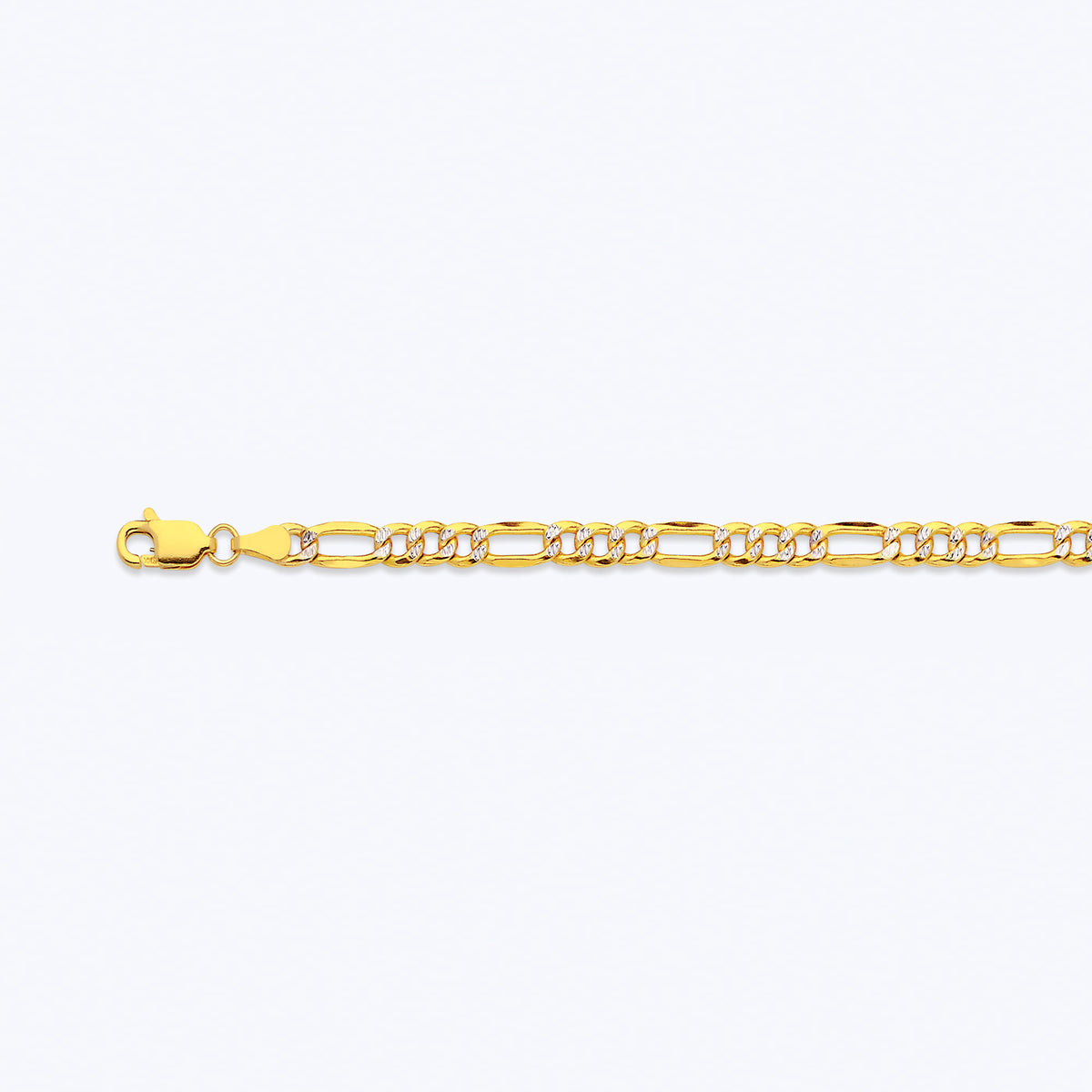 14K 4.5MM YELLOW GOLD HOLLOW PAVE FIGARO 18" CHAIN NECKLACE (AVAILABLE IN LENGTHS 7" - 30")