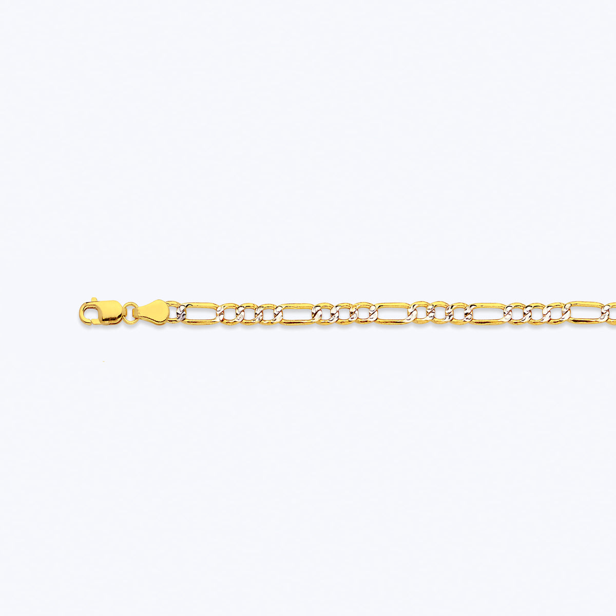 10K 3.5MM YELLOW GOLD HOLLOW PAVE FIGARO 22" CHAIN NECKLACE (AVAILABLE IN LENGTHS 7" - 30")