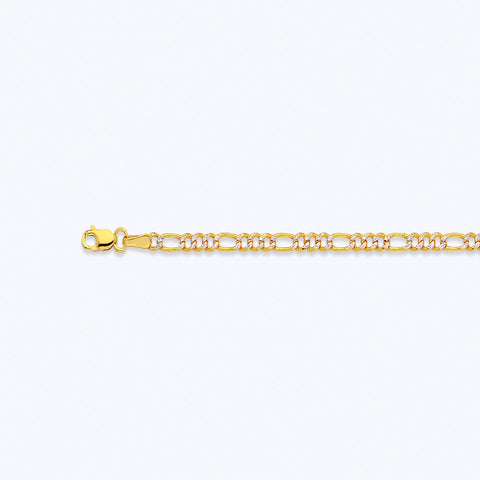 14K YELLOW GOLD HOLLOW PAVE FIGARO CHAIN