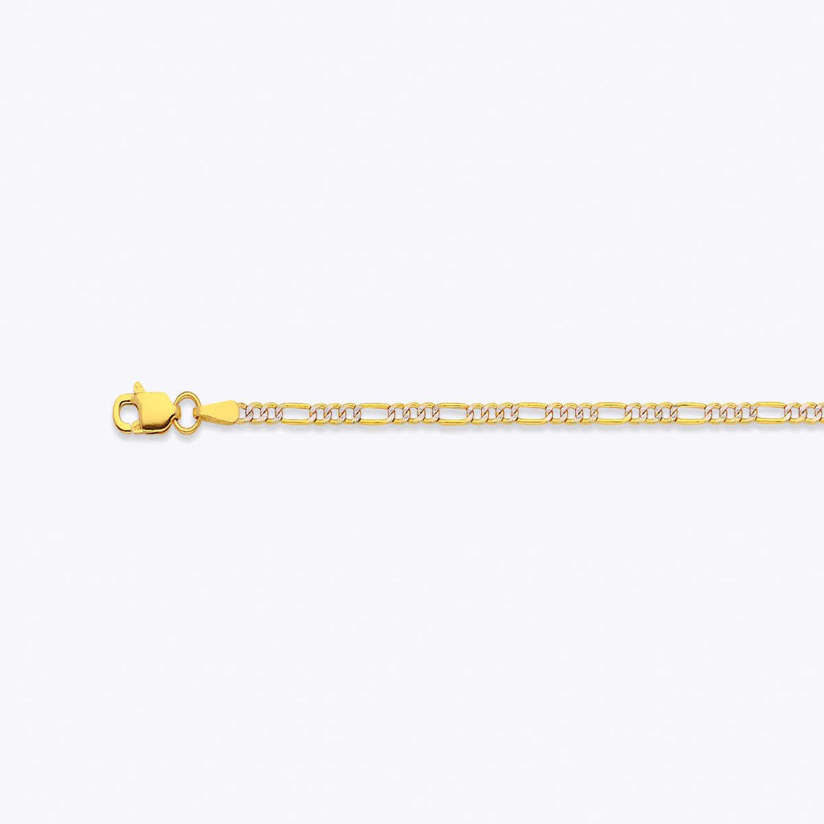 10K 2MM YELLOW GOLD HOLLOW PAVE FIGARO 20" CHAIN NECKLACE (AVAILABLE IN LENGTHS 7" - 30")