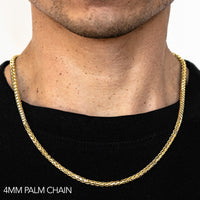 14K 4MM YELLOW GOLD PALM 16" CHAIN NECKLACE (AVAILABLE IN LENGTHS 7" - 30")