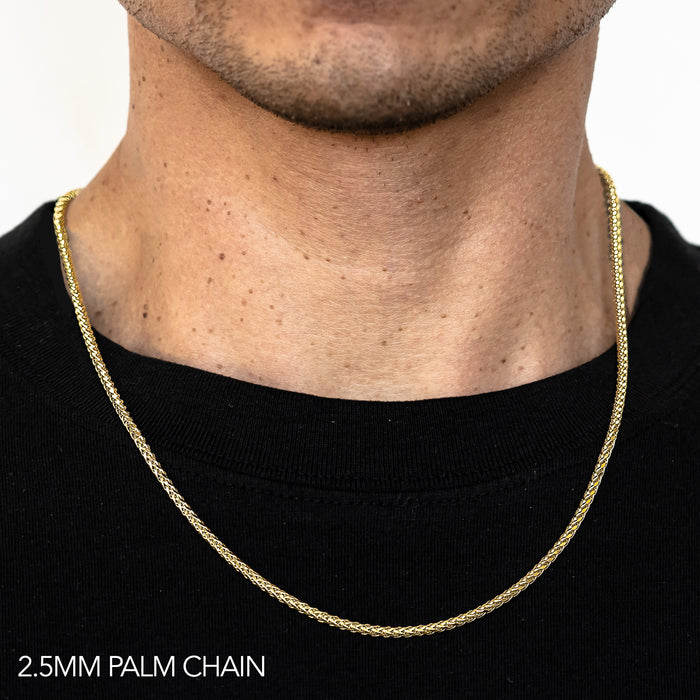 14K 2.5MM YELLOW GOLD PALM 30" CHAIN NECKLACE (AVAILABLE IN LENGTHS 7" - 30")