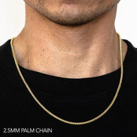 14K 2.5MM YELLOW GOLD PALM 24" CHAIN NECKLACE (AVAILABLE IN LENGTHS 7" - 30")