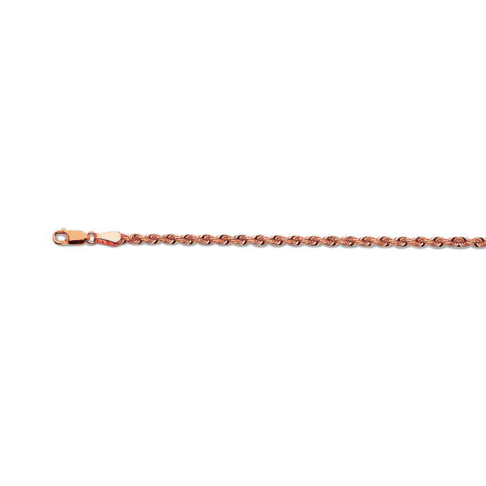 14K 3MM ROSE GOLD SOLID DC ROPE 18" CHAIN NECKLACE (AVAILABLE IN LENGTHS 7" - 30")