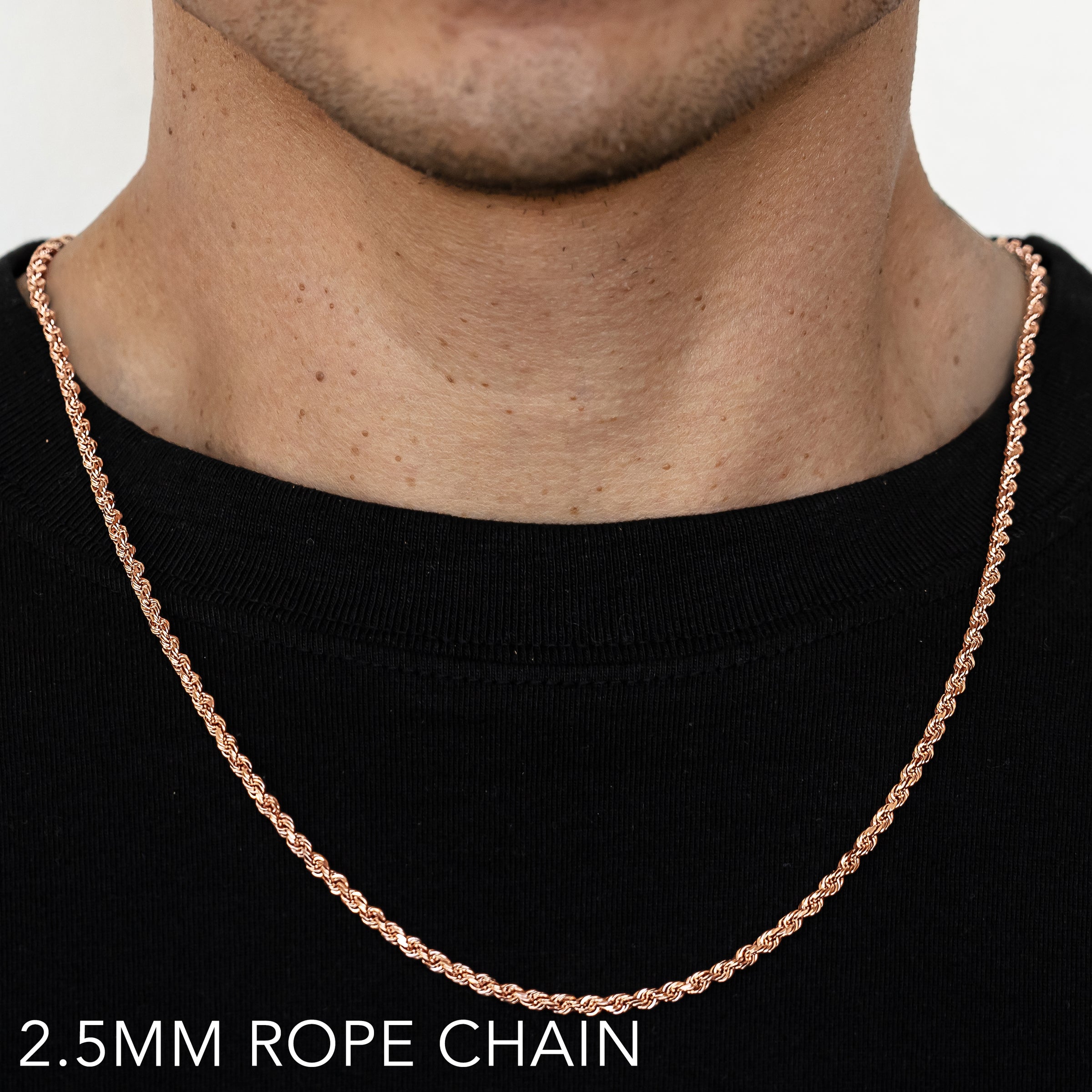 14K ROSE GOLD SOLID DC ROPE 20